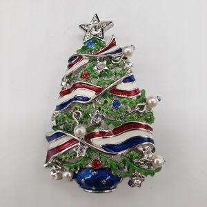 Christopher Radko Christmas Tree. Patriotic brooch